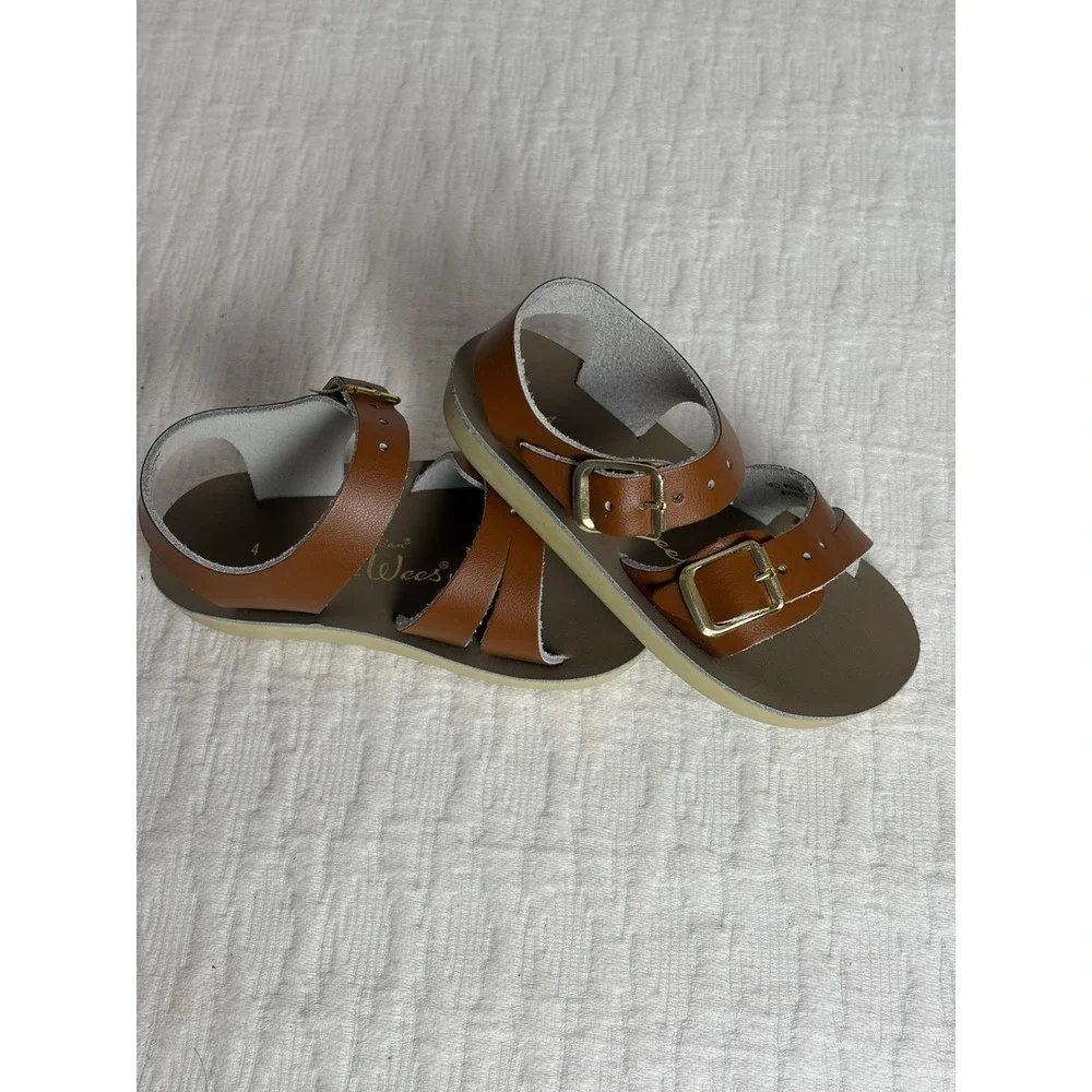 Sun San Sea Wees Redish Brown Leather Sandals Size 4 Baby